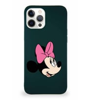 Apple iPhone 12 Pro Max Soft Premier Kapak Minnie Mouse-A Tasarımlı Silikon Kılıf - Yeşil (Şeffaf)