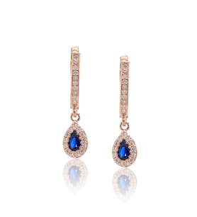 Safir Taşlı Damla Model Rose Kaplama Bayan Gümüş Küpe 201022755