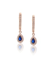 Safir Taşlı Damla Model Rose Kaplama Bayan Gümüş Küpe 201022755