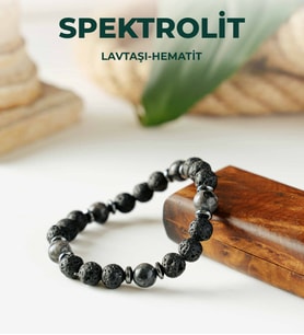 Luxtone Sertifikalı Spektrolit - Lavtaşı ve Hematit Elastik Bileklik Erkek Takı  LX2310BL