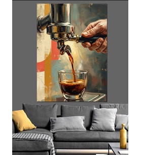 Taze Kahve Akışı Barista Sanatı Dekoratif Kanvas - Mdf Ahşap Tablo