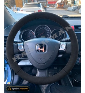 Honda Jazz Dikme Direksiyon Kılıfı Alcantara Süet Monza Black GD Elite-Sport- F1 Vites 2005-2008