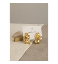 316L Çelik Gold Renk Vintage 3D Dalgalı Model Küpe