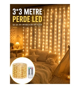 Mey İthalat® 3x3 Metre Perde LED Işık – Parti ve Bahçe Dekorasyonu Yeni Nesil