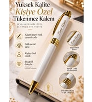 Kalemhane Yüksek Kalite Beyaz Gold Tükenmez Kalem – Kişiye Özel Hediyelik Kutulu