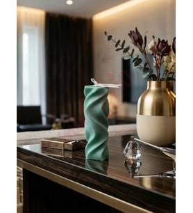 Mumelia Candles Sonsuz Döngü - Doğal Soya Dekoratif Mum - Koyu Yeşil
