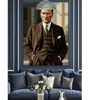 Mustafa Kemal Atatürk Portresi Dekoratif Kanvas - Mdf Ahşap Tablo