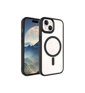 Apple iPhone 15 Plus Uyumlu Kılıf Zore Krom Kapak (Siyah)