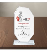 Kişiye Özel Mesleki Kristal Cam Plaket - Acil Tıp Teknisyeni Doktor Hemşire Sağlıkçı Hediyesi