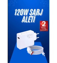 120 Watt Turbo Hızlı Şarj Aleti Seti Hızlı Şarj Adaptörü Beyaz