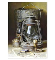 Ahşap Tablo Gaz Lambası Mum Ve Kibrit (25x35 Cm Boyut)