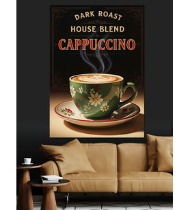 Cappuccino Kahve İçecek Poster Dekoratif Kanvas - Mdf Ahşap Tablo