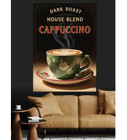 Cappuccino Kahve İçecek Poster Dekoratif Kanvas - Mdf Ahşap Tablo