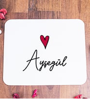 Kişiye Özel İsim Yazılı Minik Kalpli Mouse Pad