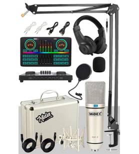 Midex CX1 Effective Set Efektli Ses Kartı Mikrofon Kulaklık Stand Kayıt Canlı Yayın Seti (PC ve Telefon)