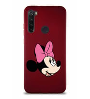 Xiaomi Redmi Note 8 Soft Premier Kapak Minnie Mouse-A Tasarımlı Silikon Kılıf - Mürdüm (Şeffaf)