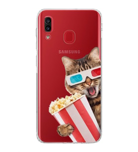 PrintiFy Samsung Galaxy A20 ile Uyumlu Kedi 1 Kamera Korumalı Şeffaf Kılıf