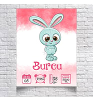 Sevimli Pembe Tavşan Temalı Yaş Panosu