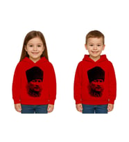 Unisex Ay Yıldızlı 19 Mayıs 29 Ekim 23 Nisan 10 Kasım Atatürk Çocuk Kapüşonlu Sweatshirt (Kırmızı)