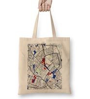 Copenhagen Denmark Map X Piet Mondrian Bez Çanta Uzun Saplı