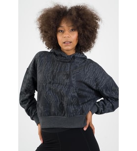 Maraton Sportswear Oversize Kadın Kapşonlu  Uzun Kol Basic Siyah Sweatshirt 21423