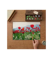 Kırmızı Çiçekler ve Beyaz Çiçekler- Tarla Tasarımı 240 parça Ahşap Puzzle Ahşap Kutuda MP08714