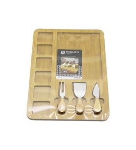 DİKDÖRTGEN 6+1 BÖLMELİ MDF KAHVALTI PEYNİR SUNUM PANOSU 3 BIÇAK=AHŞAP SAP 30X39.5CM (5343)