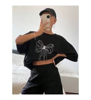 Baskılı Oversize T-shirt - Siyah