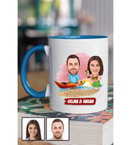 Sevgiliye Hediye Yaz Temalı Karikatürlü Mavi Kupa Bardak