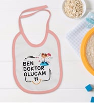 BK Kids Doktor Olucam Tasarımlı Pembe Bebek Mama Önlüğü-1
