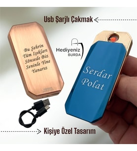 Kişiye Özel Lüks Usb Şarjlı Çakmak Çift Yön Baskı Seçeneği