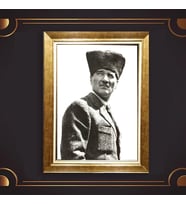 Altın Varaklı Çerçeveli Paspartulu Atatürk Tablo z4680 (Gold)