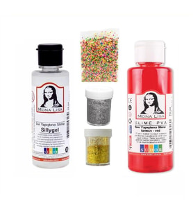 Slime Seti Kırmızı Renk 70 ML Renkli Slaym Südor Sılaym Seti 70 ML Slime Borax