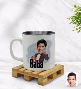 BK Gift Kişiye Özel Baba Godfather Karikatürlü İçi Siyah Renkli Kupa Bardak Model 7