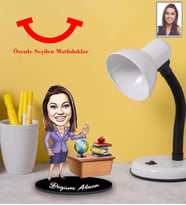 Kişiye Özel Öğretmen Karikatürlü 3mm Şeffaf Pleksi Akrilik Biblo Bayan-3