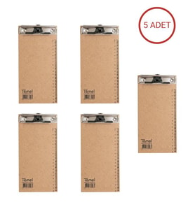 Temel 1/3 A4 Ahşap Sekreterlik Metal Klipsli Kalem Tutma Aparatlı 5li Set