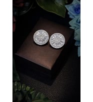Işıltılı Yuvarlak Zirkon Taşlı Premium Küpe – Büyük Model (Gümüş)