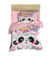 Yenidoğan Kız Bebek Nevresim Takımı %100 Pamuklu Panda So Cute (Çok Renkli)