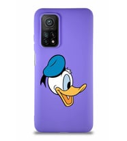 Xiaomi Mi 10T Pro Soft Premier Kapak Donald Duck-F Tasarımlı Silikon Kılıf - Mor (Şeffaf)