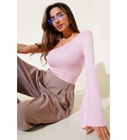 Tek Omuzlu Basic Bluz Pembe