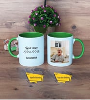 Anneanneye Hediye Kupa Bardak Yeşil Fotoğraflı Anneler Günü Hediyesi