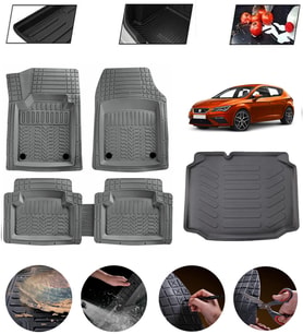 Seat Leon Hatchback 2012-2020 Uyumlu Paspas Araca Özel Bagaj Havuzu MBS Gri
