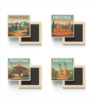 Priştine Kosova - 4 adet - 9x9 cm Buzdolap Magneti