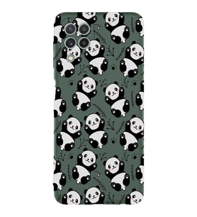 Samsung Galaxy M32 Uyumlu Lansman Kılıf Panda Tasarımlı İçi Kadife Kapak-Yeşil (Şeffaf)