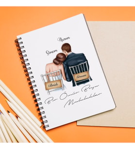 Gelin & Damat ( Bir Ömür Boyu Mutluluklar ) Tasarımlı Defter Kişiye Özel