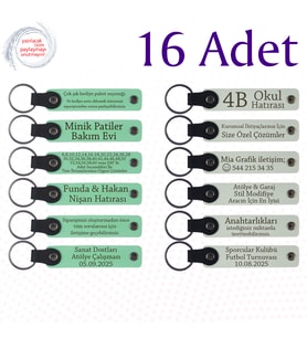 Yeşil & Beyaz, Doğa Kampı Ekibine Veda Anısı, 16’lı Set, İsim Yazılı Anlamlı Deri Hediyelik