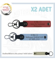 Yol Arkadaşları İçin, İsim Plaka ve 0- Kan Grubu Kişiye Özel x2 Anahtarlık Set, Nar Çiçeği-Mavi-SK (Çok Renkli)