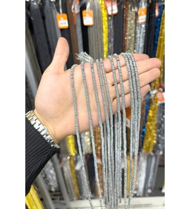 Hematit Taşı Rondela Kesim Parlak Gümüş 4x2mm Doğal Taş Dizi