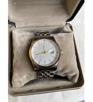 Gümüş Gold Renk Premium Takvimli Quartz Erkek Kol Saati
