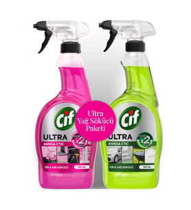 Cif Ultra Anında Etki Kir & Yağ Sökücü Sprey 750 ml 2'li Avantaj Paketi